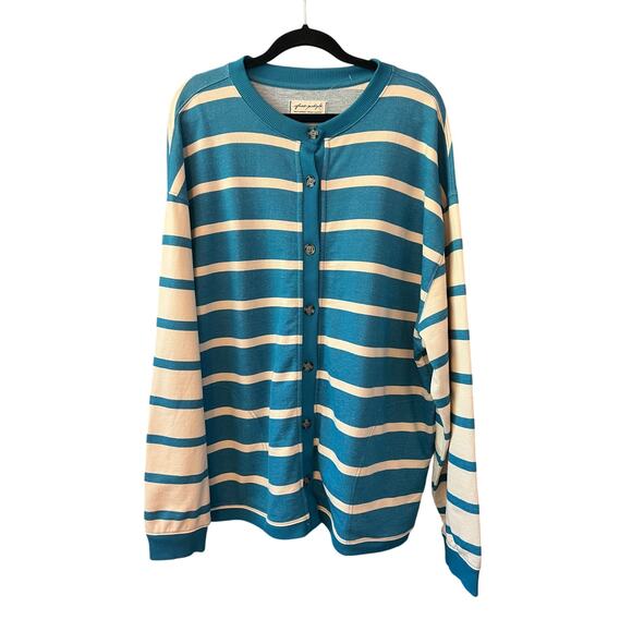 Free People Blue Classic Striped Cardigan NEW - Picture 2 of 6